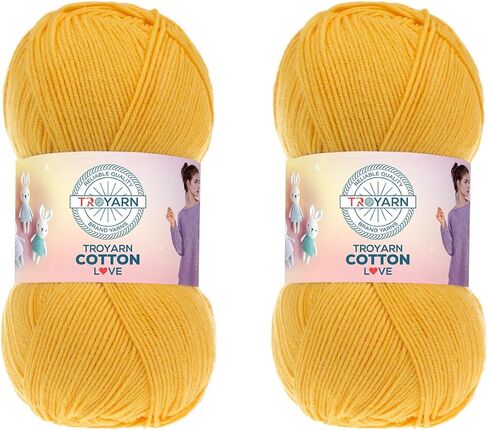Cotton Love (2- Skeins Pack) 55% Cotton 45% Acrylic Yarn Cotton Yarn (2 x 3.52 Oz - 2 x 100 gr)/(2 x 360 Yard - 2 x 330 mt)(11360 - Black) in Kuwait