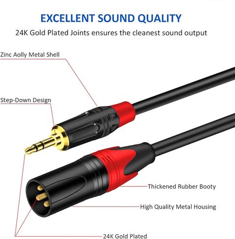 3.5 mm to XLR Cable 5FT, 1/8 Male to XLR Male Microphone Cable, XLR to 3.5mm Balanced Cable ，Compatible with Laptop，Microphone, Amplifier, Audio Board, 1.5M in Saudi Arabia