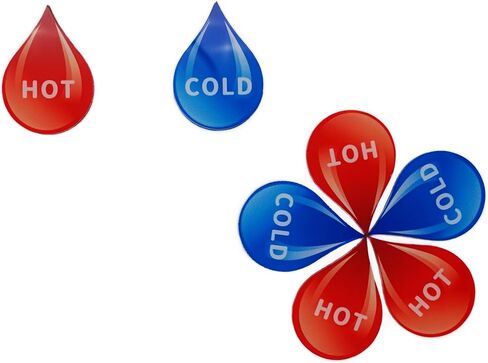 ملصق أكريليك ذاتي اللصق على شكل قطرة للمياه الباردة، ملصق للمياه الساخنة، أزرق وأحمر، زوج واحد in Kuwait