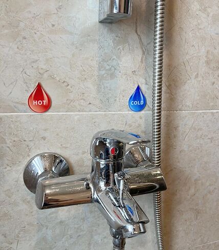 ملصق أكريليك ذاتي اللصق على شكل قطرة للمياه الباردة، ملصق للمياه الساخنة، أزرق وأحمر، زوج واحد in Kuwait