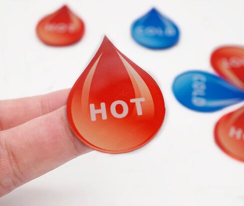 ملصق أكريليك ذاتي اللصق على شكل قطرة للمياه الباردة، ملصق للمياه الساخنة، أزرق وأحمر، زوج واحد in Kuwait