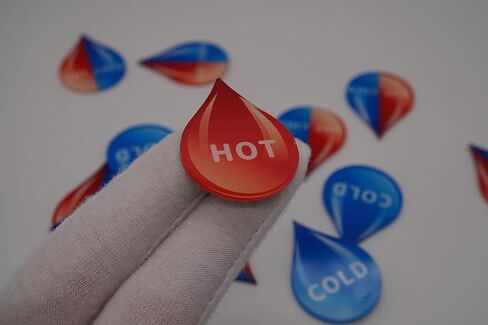 ملصق أكريليك ذاتي اللصق على شكل قطرة للمياه الباردة، ملصق للمياه الساخنة، أزرق وأحمر، زوج واحد in Kuwait