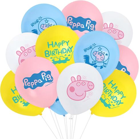 بالون بيبا بيج كهدية من تريجرز - 12 عبوة - بالونات حفلات بيبا بيج من اللاتكس مقاس 30.48 سم - ديكورات حفلات بيبا بيج - لوازم حفلات أعياد ميلاد بيبا بيج المرخصة رسميًا - بالونات بيبا بيج in Kuwait