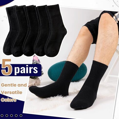 Merino Wool Socks for Men Thermal Warm Hiking Thick Boot Socks Winter Crew Cushion Cozy Camping Work Socks 5 Pairs in Saudi Arabia