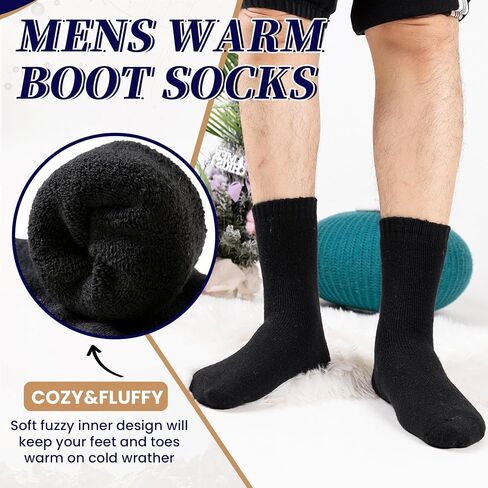 Merino Wool Socks for Men Thermal Warm Hiking Thick Boot Socks Winter Crew Cushion Cozy Camping Work Socks 5 Pairs in Saudi Arabia