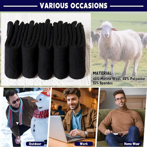 Merino Wool Socks for Men Thermal Warm Hiking Thick Boot Socks Winter Crew Cushion Cozy Camping Work Socks 5 Pairs in Saudi Arabia