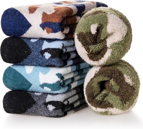 Merino Wool Socks for Men Thermal Warm Hiking Thick Boot Socks Winter Crew Cushion Cozy Camping Work Socks 5 Pairs in Saudi Arabia