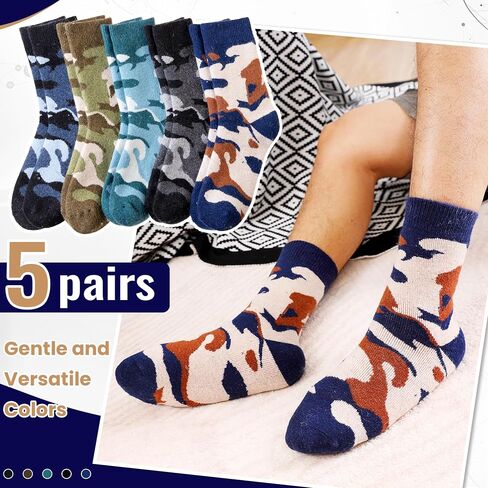 Merino Wool Socks for Men Thermal Warm Hiking Thick Boot Socks Winter Crew Cushion Cozy Camping Work Socks 5 Pairs in Saudi Arabia