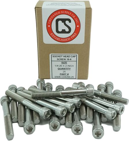 مسامير غطاء رأس المقبس من الفولاذ المقاوم للصدأ 1/4-20 × 2 بوصة (1/2 بوصة إلى 3 بوصة متوفرة)، خيط كامل، محرك سداسي، فولاذ مقاوم للصدأ 18-8، خيط خشن (1/4-20 × 2) in Kuwait