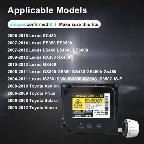 صابورة المصباح الأمامي، D4S HID وحدة التحكم في الصابورة مع مشعل، لـ 2006-2012 لكزس RX350 GS350 GS430 IS250 GX460 GS300 GS350 بريوس أفالون سولارا فينزا، KDLT003 DDLT003 86996-51085 وغيرها in Kuwait