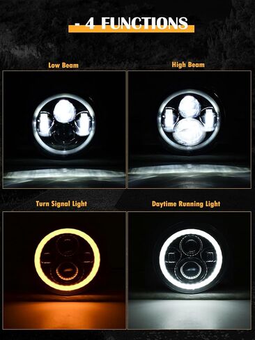 YEEGO DIRECT 7 Inch LED Headlights Red Halo Ring Angel Eyes Daytime Running Light DRL Turn Signal High/Low Beam for Wrangler 1997-2017 JK TJ LJ JW Headlight Kit (2 Pcs) in Saudi Arabia