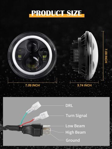 YEEGO DIRECT 7 Inch LED Headlights Red Halo Ring Angel Eyes Daytime Running Light DRL Turn Signal High/Low Beam for Wrangler 1997-2017 JK TJ LJ JW Headlight Kit (2 Pcs) in Saudi Arabia