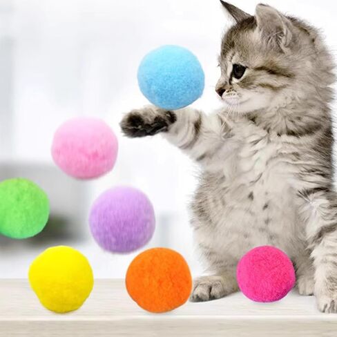 30 قطعة من كرات لعبة القطط مقاس 2.54 سم كرات ناعمة للقطط، كرات بوم بومس، لعبة لعب القطط خفيفة الوزن، لعبة كرة تفاعلية للقطط من أجل ديكورات الحرف اليدوية الإبداعية - ألوان متنوعة in Kuwait
