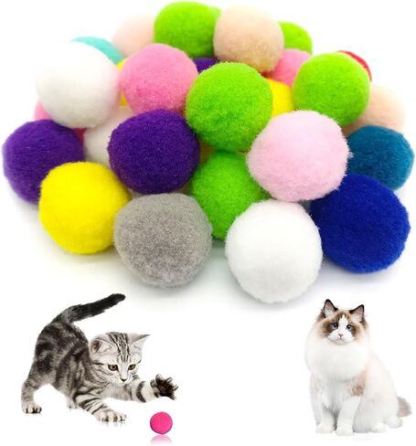 30 قطعة من كرات لعبة القطط مقاس 2.54 سم كرات ناعمة للقطط، كرات بوم بومس، لعبة لعب القطط خفيفة الوزن، لعبة كرة تفاعلية للقطط من أجل ديكورات الحرف اليدوية الإبداعية - ألوان متنوعة in Kuwait