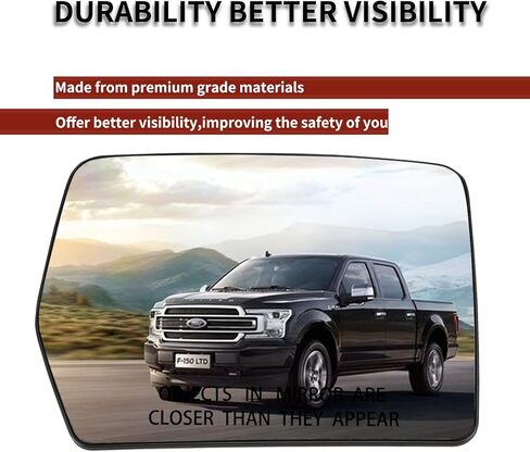 استبدال مرآة جانب الركاب لزجاج مرايا Ford F150 2004-2014 - زجاج مرآة محدب، مرآة الرؤية الخلفية على الجانب الأيمن مع تسخين كهربائي in Saudi Arabia