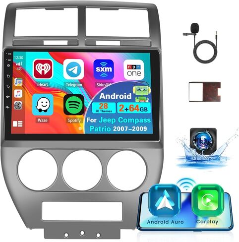 Roinvou [2G+32G] Android 13 Car Stereo for Jeep Compass Patriot 2007-2009 with Wireless Carplay Android Auto, 10.1" Touch Screen Car Radio Support GPS/WiFi/Bluetooth/26UI/Voice Control/SWC in Saudi Arabia