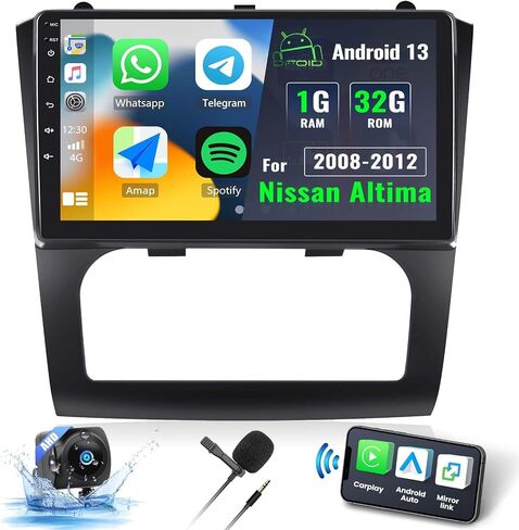 UNITOPSCI for Nissan Altima 2008-2012 Radio with Auto A/C, Android 13 Car Stereo Wireless CarPlay Android Auto HiFi GPS Navigation 9 Inch Touch Screen WiFi Bluetooth FM SWC + AHD Backup Camera Mic in Saudi Arabia