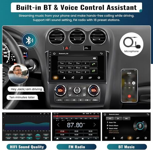 UNITOPSCI for Nissan Altima 2008-2012 Radio with Auto A/C, Android 13 Car Stereo Wireless CarPlay Android Auto HiFi GPS Navigation 9 Inch Touch Screen WiFi Bluetooth FM SWC + AHD Backup Camera Mic in Saudi Arabia