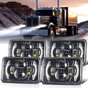 4x6 H6545 LED Headlights DOT Approved 4PCS White Hi/Low Sealed Beam Rectangle H4668 H4656 H6545 Headlights for Chevrolet S10 C10 Ford Probe Kenworth T800 W900 Peterbilt Oldsmobile