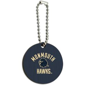 GRAPHICS & MORE Monmouth University Official Hawks Wood Wooden Round Keychain Key Chain Ring