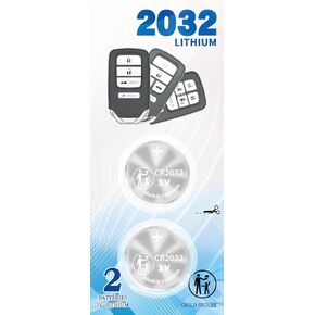 2 Pack CR2032 Remote Key Fob Battery fits 2013-2021+ Replacement for Honda Accord Civic Odyssey CR-V HR-V Fit Pilot Prox (fits with FCC ID KR5V2X)