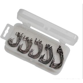 Fishing Soft Lure Worm Hooks Wide Gap Offset Hook 5 Sizes Pack of 50pcs