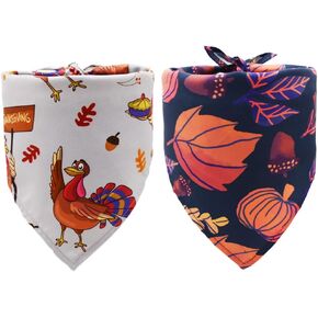2 Pack Thanksgiving Dog Bandana Pet Scarf Santa Triangle Bibs Kerchief Set Cat Accessories Classic Decoration Small Medium Large