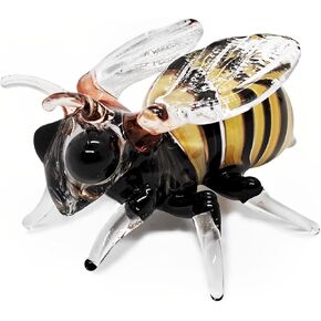 1" Tall Bee Blown Glass Figurine Crystal Insects Dollhouse Replica Miniature Realistic Animal Flamework Collectible Gift and Decor