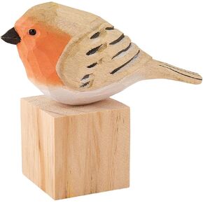 Wooden Carved Bird Decor Bird Figurines Hand Carved Painted Wooden Statues Decor BFF Gifts for Bird Lovers Housewarming, BirthdayChristmas, Thanksgiving Day(Blue Gray Sparrow)