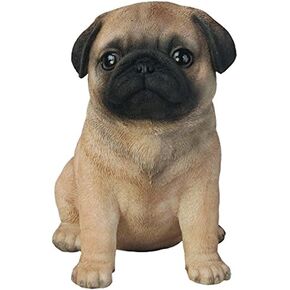 Hi Line Sitting Pug Puppy Figurine,Brown/ Tan