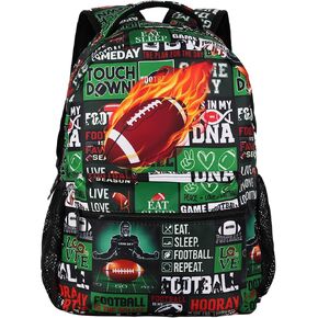 Football Backpack for Boys Girls, Elementary Middle High School Bookbags for Teen Kids, Travel Laptop Backpack for College Students Women Men Durable Lightweight School Bags, 17 Inch Large Back Packs