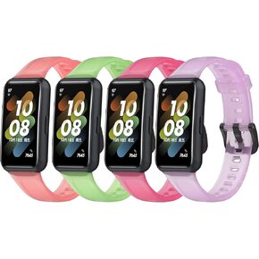 FitTurn [4pack Clear Colorful Bands Compatible with FITVII Slim Fitness Tracker Replacement Colorful Silicone Wristband Adjustable Accessory Bands Strap for FITVII Slim Fitness Tracker Women Kids