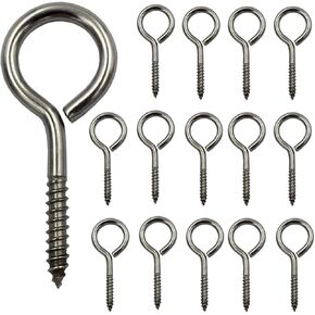 12pcs 0.118-0.157 Inch 304 Stainless Steel Screw-in Hooks Eye Bolt Ceiling Hook Tapping Screw Hanger (Close Loop M3x40)