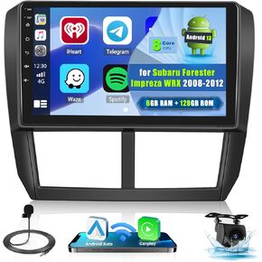 [6+128G] 9 Inch Android 13 Stereo for Subaru Forester Impreza WRX STI 2008-2012, 1280x720 HD Touch Screen Wireless Carplay Android Auto DSP BT GPS Radio with Backup Camera in Saudi Arabia