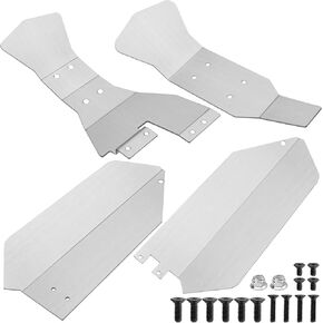 Stainless Steel Chassis Armor Skid Plate Ront Center Rear Chassis Protecter Guard Compatible with Traxxas Slash 4X4 1/10 RC Crawler Car
