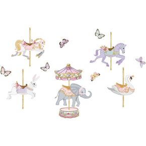 SUPERDANT Carousel Wall Sticker Merry Go Round Decal Carousels Butterfly Vinyl Stickers DIY Peel and Stick Decor for Baby Girls Bedroom Living Room Nursery