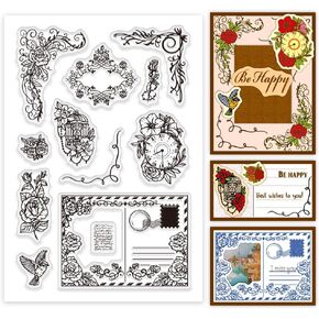 PH PandaHall Cake Stamp Vintage Clear Stamps Food Silicone Stamp Transparent Rubber Stamp Seal Stamps for Paper Crafting Photo Albums, Holiday Cards, Scrapbooking, Gift Tags and Other Craft Projects