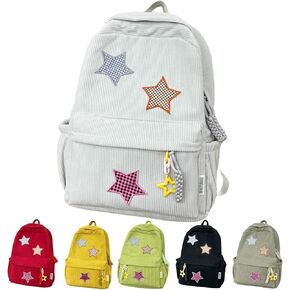 Star Backpack Kawaii Large Capacity Aesthetic Rucksack Cute Accessories Bag for Woman Light-hearted Mori (Black,Small)