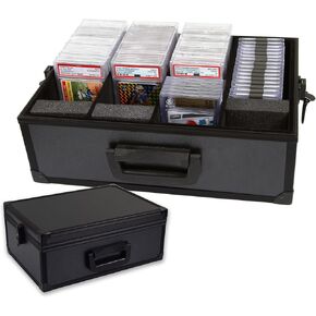 All In One Trading Card Storage Box - Graded Card Toploader and One Touch Card Holder Sports Card Case with Removable Lid - Fits Graded Slabbed Cards, Toploaders and Magnetic Card Cases