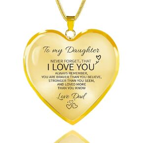 TAGOMEI To My Daughter Necklaces from Mom Dad Granddaughter Necklace from Grandma, Mother Daughter Necklace Heart Pendant Necklace Inspirational Gift for Women Girls Birthday Graduation Wedding Gift