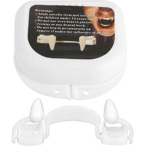 Vampire Fangs, Halloween Retractable Plastic Silicone Horrifying Vampire Fangs Teeth Realistic Reusable Scary Costume Decoration Fake False Teeth for Themed Party, Cosplay, Carnival(X2479)