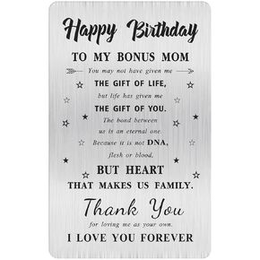 Alotozo Grateful Bonus Mom Gifts - Engraved Wallet Card Inserts to My Bonus Mom - Stepmom Stepmother Christmas Mothers Day Gift