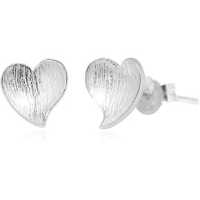 Wiacry Small Heart Earrings for Women Chic Dainty Heart Stud Earrings Sterling Silver Curved Embossed Love Earrings for Her