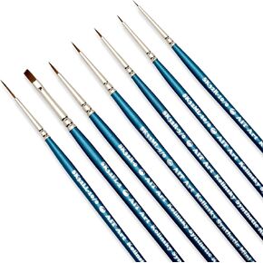 AIT Art Select Set of 7 Detail Paint Brushes, Synthetic Kolinsky Sable, Set Assembled in USA for Trusted Performance and Crafting Exquisite Details