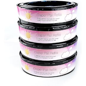 عبوة من 4 عبوات من خرطوشة إعادة تعبئة سطل الحفاضات المتوافقة مع عبوات عبوات حفاضات جيني ومونشكين in Kuwait