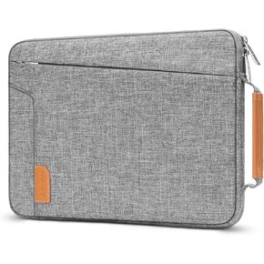 MOSISO 360 Protective Laptop Sleeve 13-13.3 inch, Compatible with MacBook Air 13 M2 M1, Compatible with MacBook Pro 13/14, Carrying Computer Bag with Bevel & Vertical Pockets&Side PU Handle&Belt, Gray