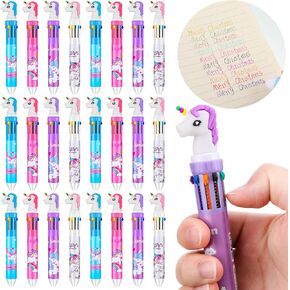 Jetec 24 Pcs 10 in 1 Unicorn Ballpoint Pen Multicolor Unicorn Multicolor Retractable Ballpoint Pens Fun Roller Ball Retractable Gel Ink for Kids Office School Gift