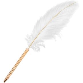 White Retro Feather Ballpoint Pen Exquisite Siganture Pen Refillable Ballpoint Pen for Wedding Office Business Gift Pens for Signing Artwork Journal Writing Ballpoint Pens and Refills Pens