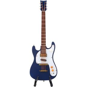 Zerodis Mini Guitar Wooden Miniature,Miniature Electric Guitar with Box Musical Instrument Display with Stand Miniature Wooden Guitar Model for Dollhouse Accessories Model Home Decoration