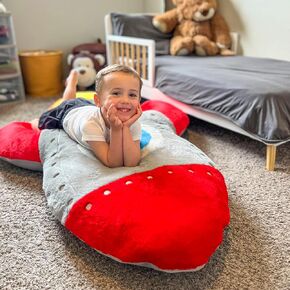 Rainbow Cloud Inflatable Floor Pillow, Kids' Soft and Cozy Floor Seat, Colorful Room Décor for Bedroom or Playroom, Girls & Boys Ages 3+